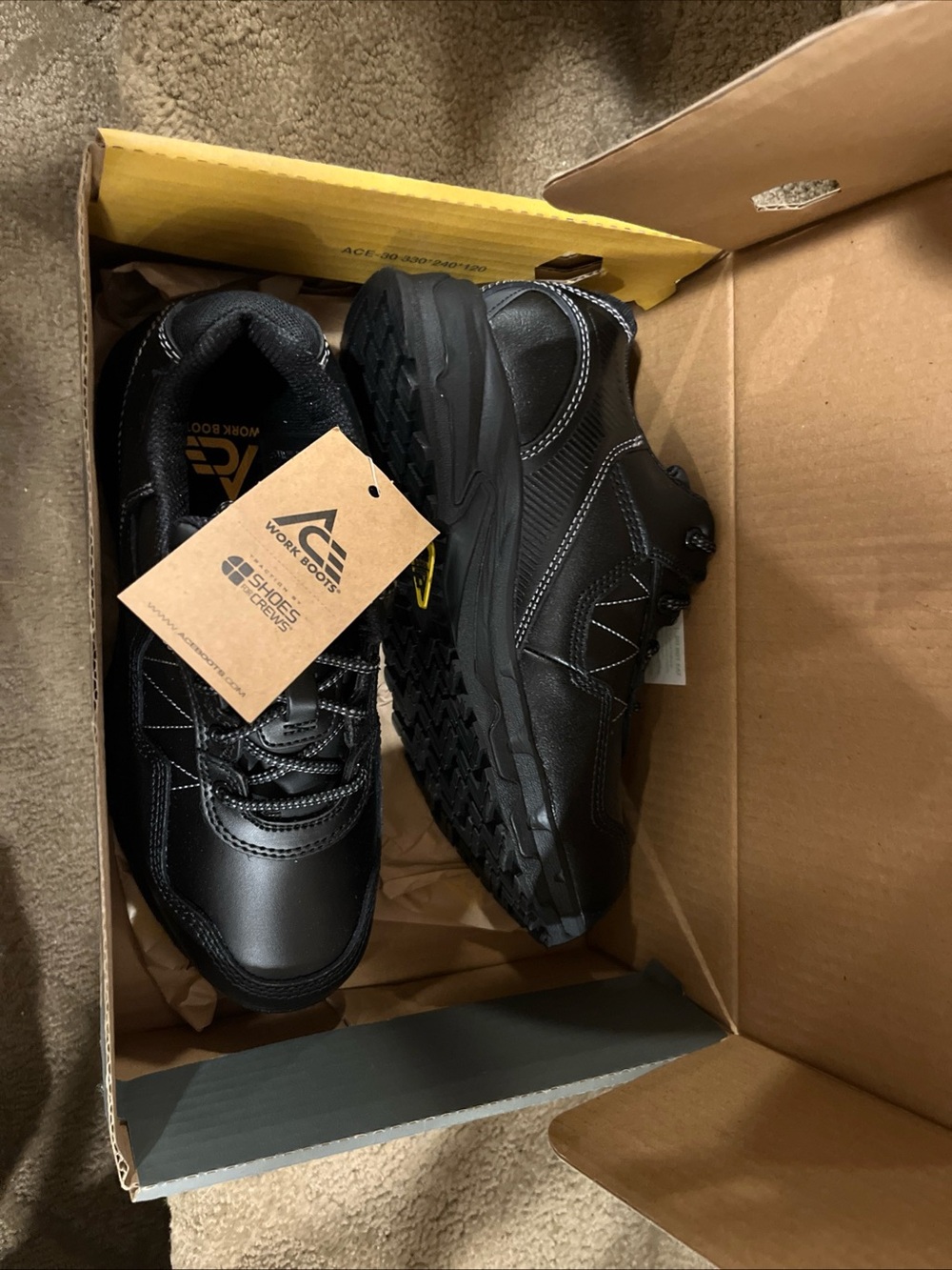 ACE Work Boots Men’s Black Athletic Safety Shoes - Slip-Resistant